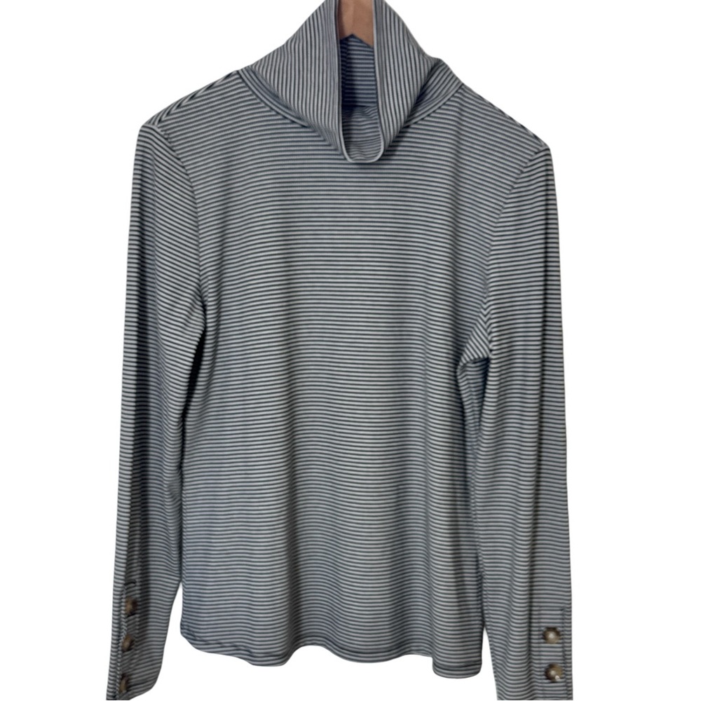 NWT Tahari Black and White Striped Turtleneck Size Large